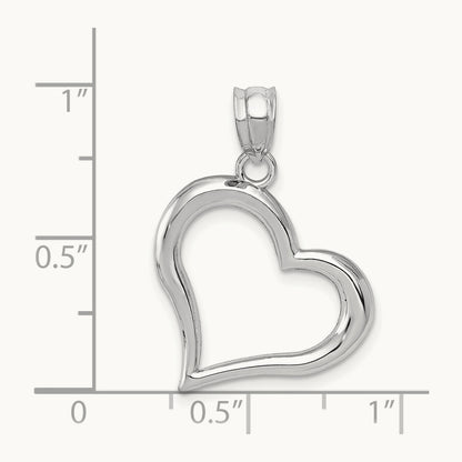 Polished Open Heart Pendant, 14K White Gold