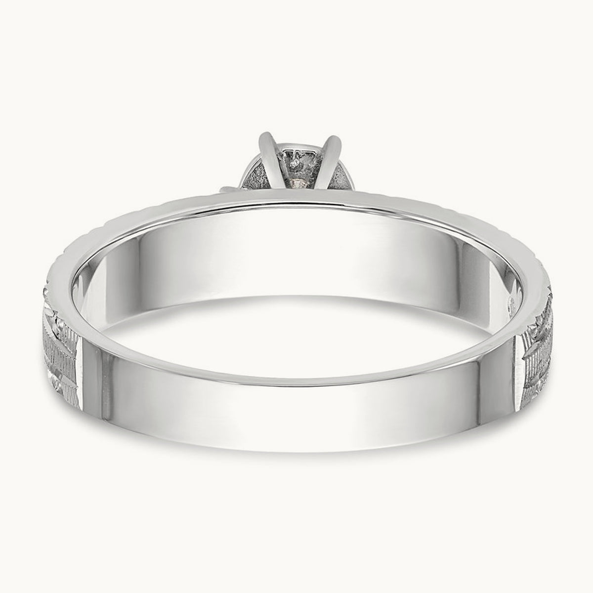 AA Quality Trio Complete Engagement Ring, 14K White Gold