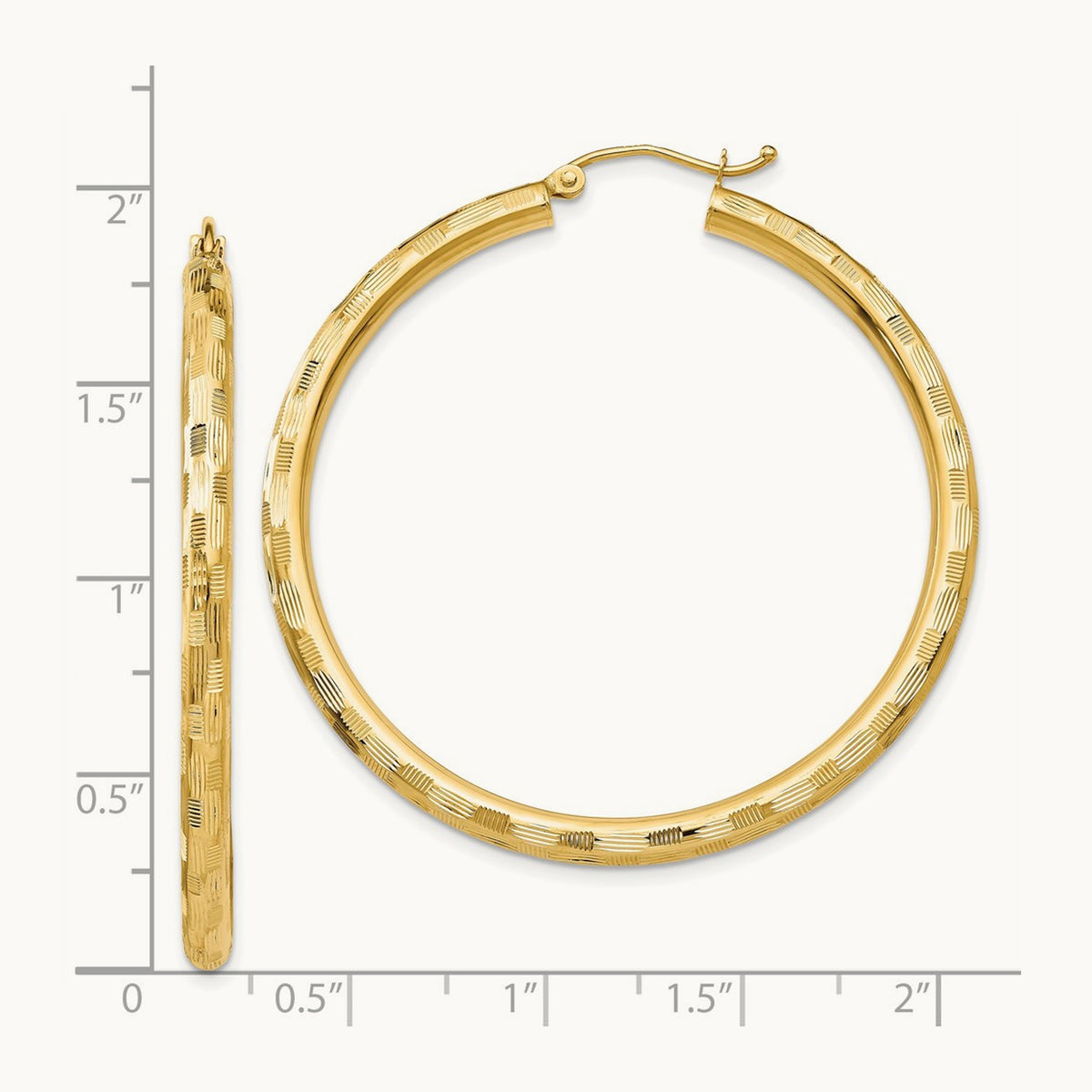 Diamond-cut Hoop Earrings, 14K