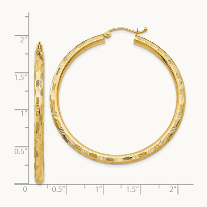Diamond-cut Hoop Earrings, 14K