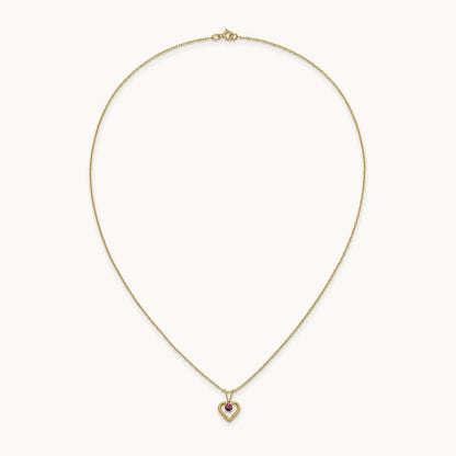 Madi K Rhodolite Garnet Heart Birthstone Necklace, 3mm, 14K