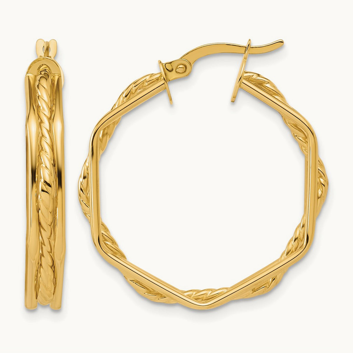 Polished and Twisted Hoop Earrings — 30mm