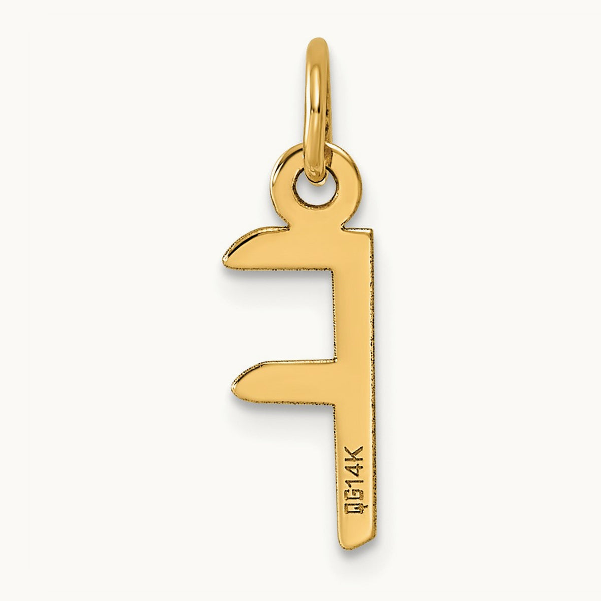Slanted Block Initial Charm — 14K Yellow Gold, F
