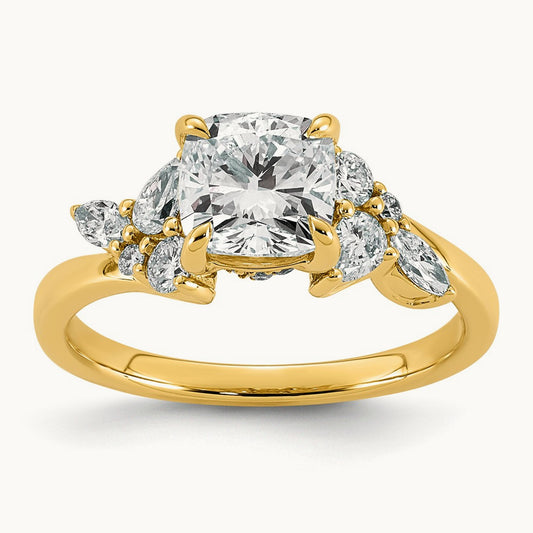 Cushion Center Ring, 2.00 ct tw Lab-Grown Diamond