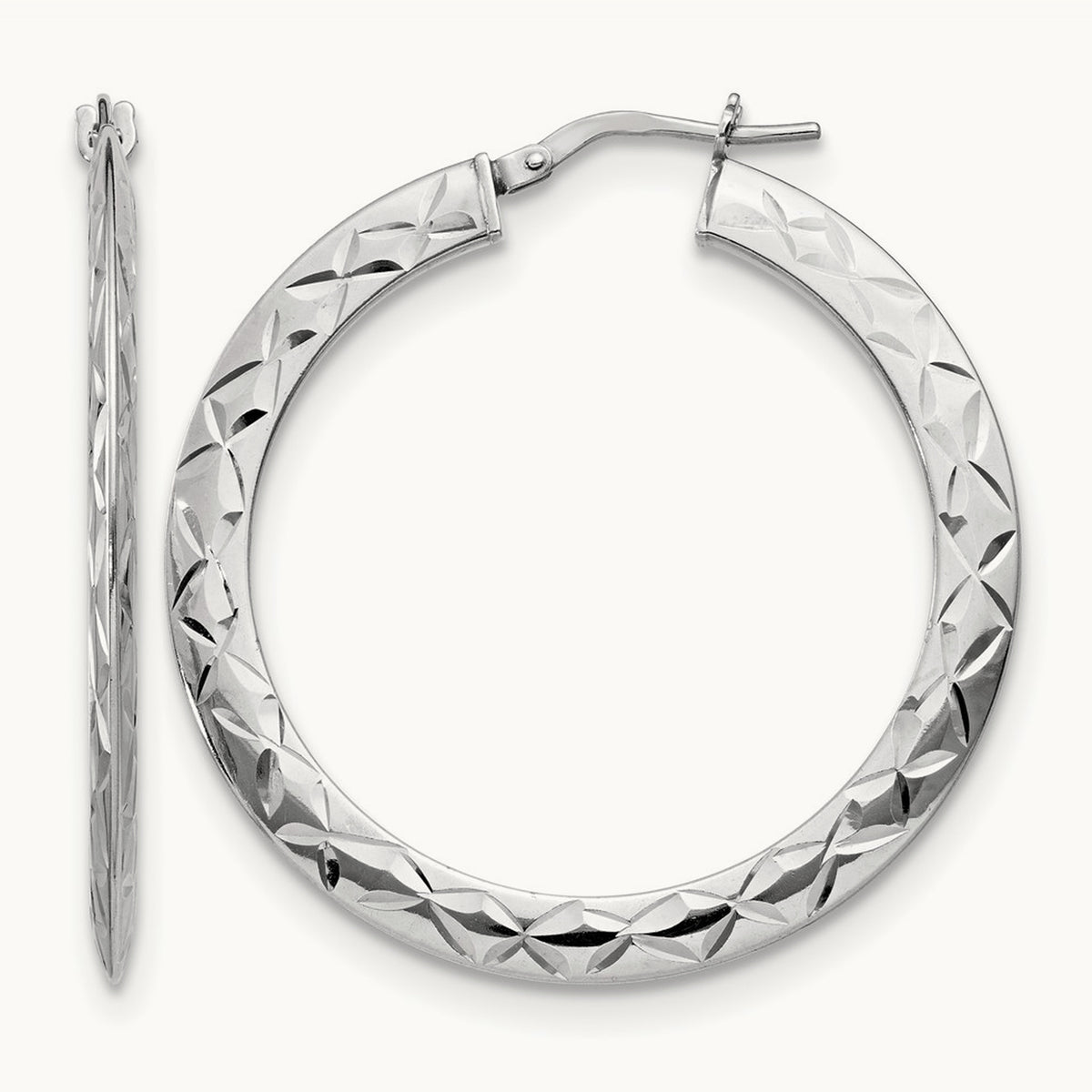 RH- Polished & D/C Hoop Earrings — Leslie's — 39.5mm
