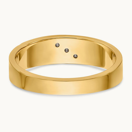 & Rhodium AA Quality Trio Mens Complete Wedding Band, 14K