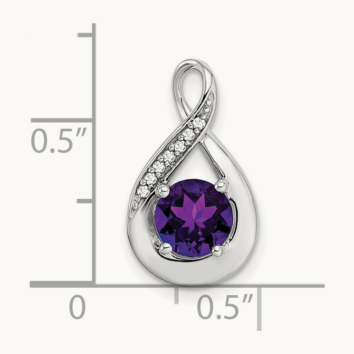 Amethyst and Diamond Pendant — 14K White Gold