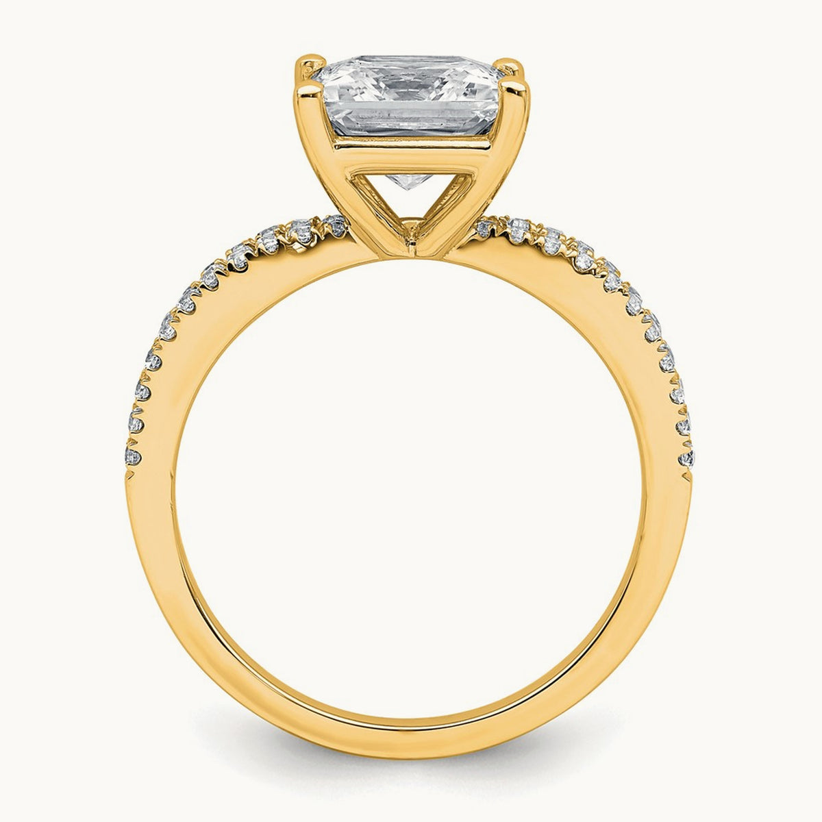 Princess Engagement Ring, 1.25-2.75 ct tw Lab-Grown Diamond — 2 1/4 ct, 14K Yellow Gold