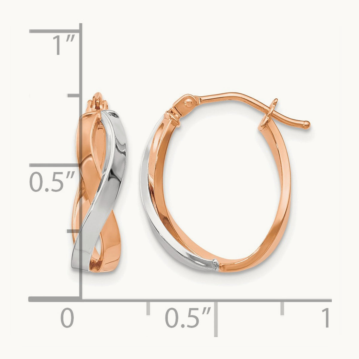 w/ White RH and Rose Gold-Plat Polished Bypass Hoop Earrings, 14K — Leslie's