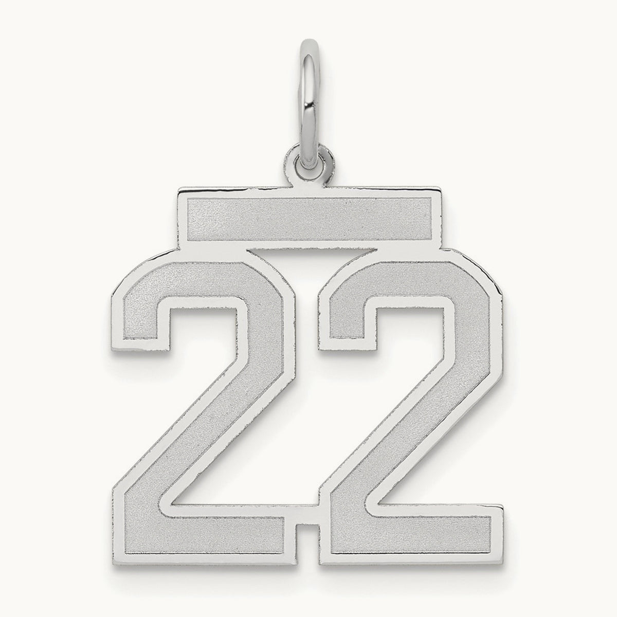 Medium Satin Number 22 Charm — 14K White Gold