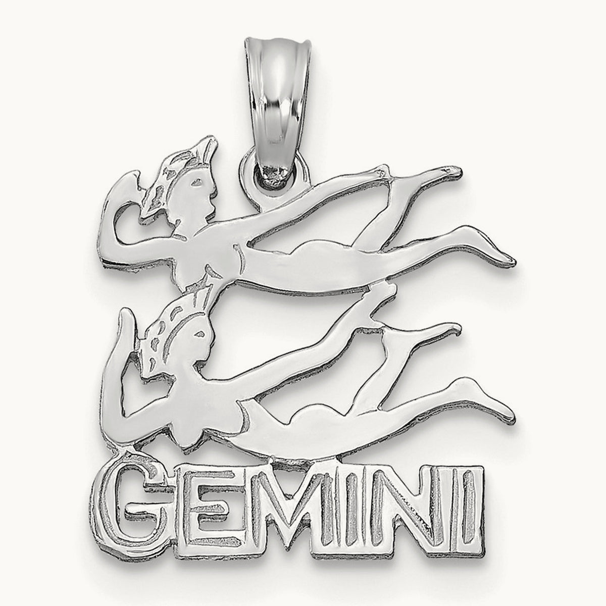 GEMINI Zodiac Charm in 14K White Gold