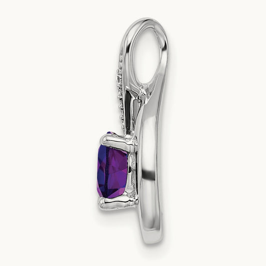 Amethyst and Diamond Pendant — 14K White Gold