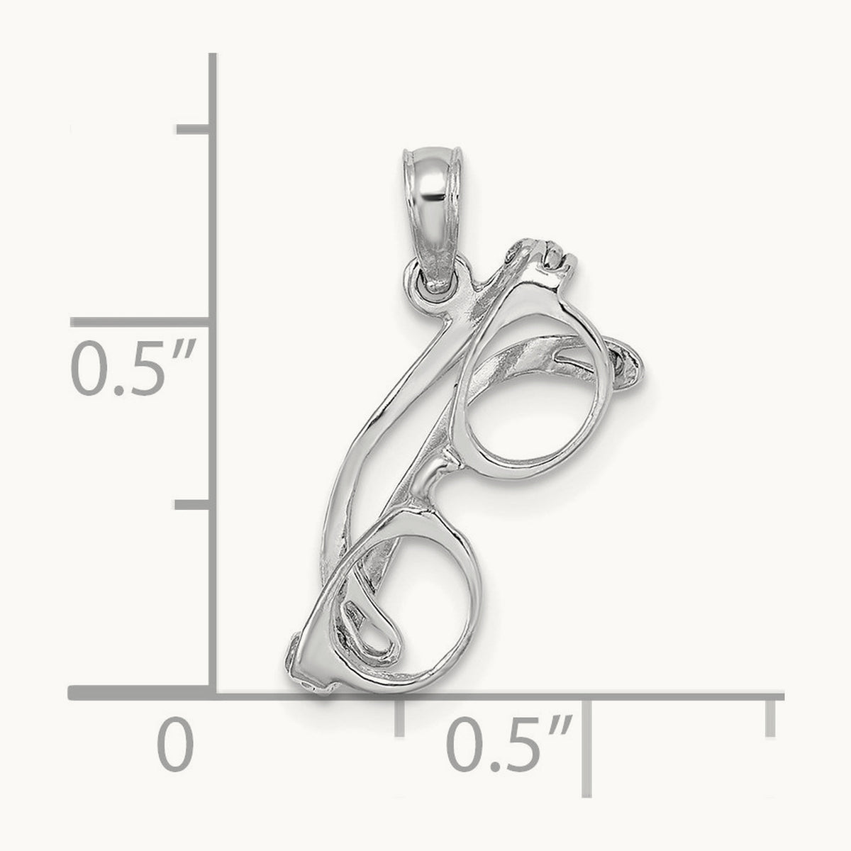 3-D Moveable Glasses Charm — 14K White Gold