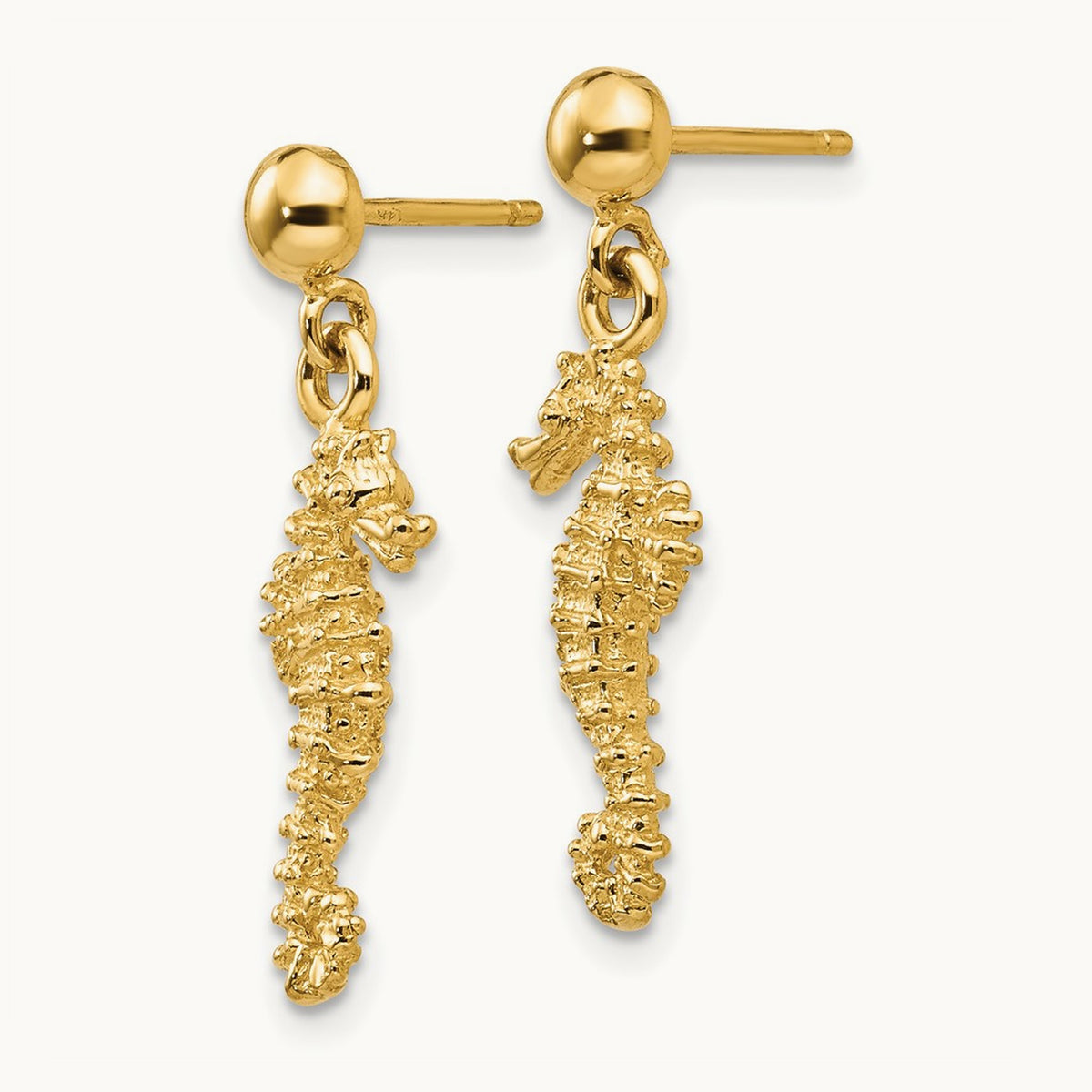Seahorse Dangle Earrings, 14K