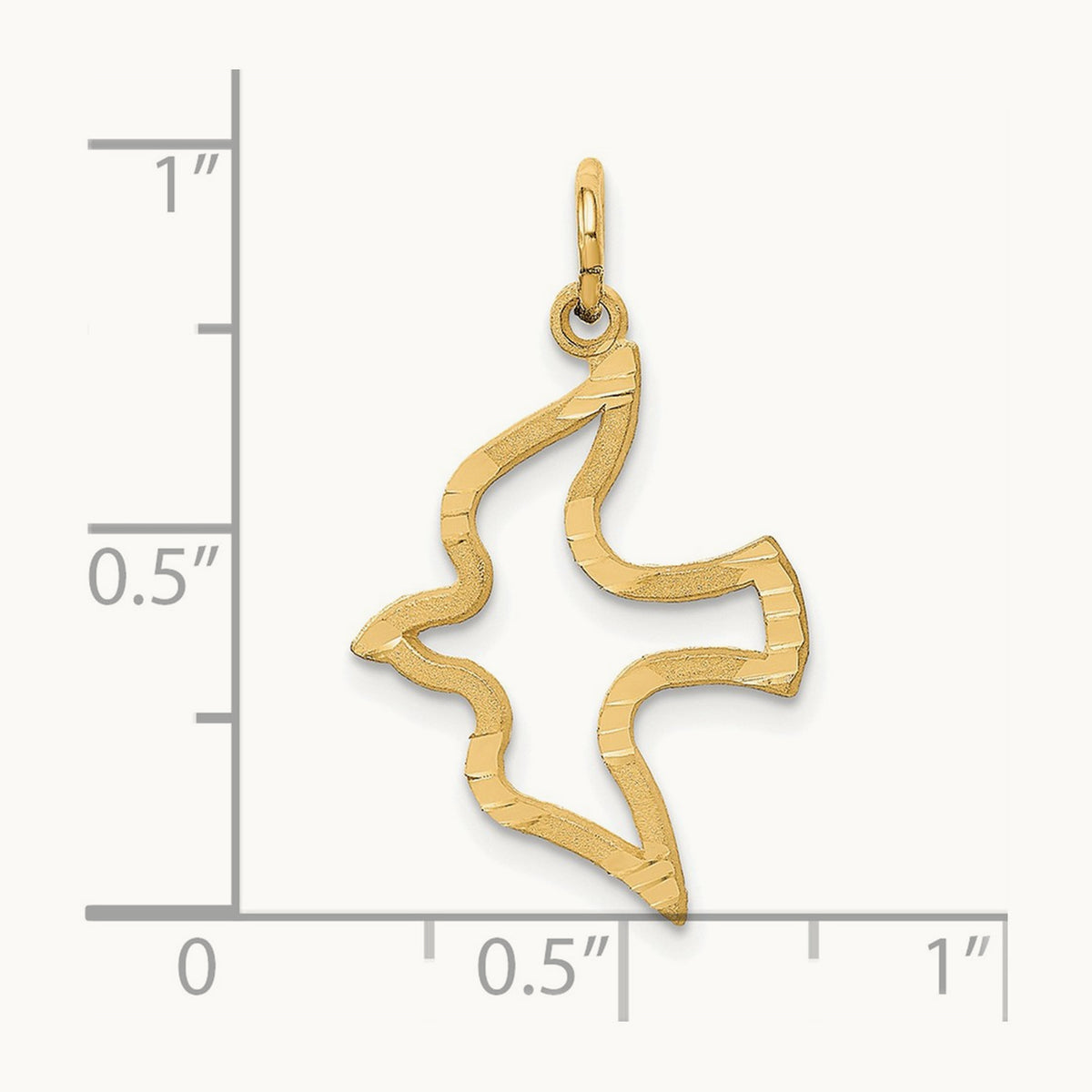 Satin and Diamond-Cut Dove Charm, 14K