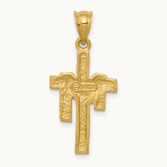 Satin Draped Cross Pendant, 14K
