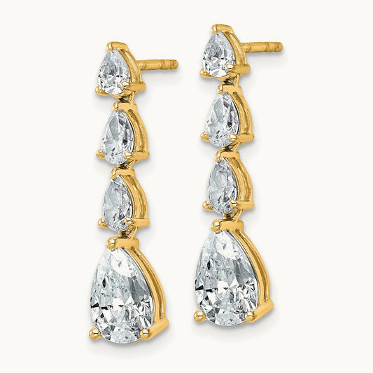 Fashion Dangle Post Earrings, 3.00 ct tw Lab-Grown Diamond — 14K Yellow Gold