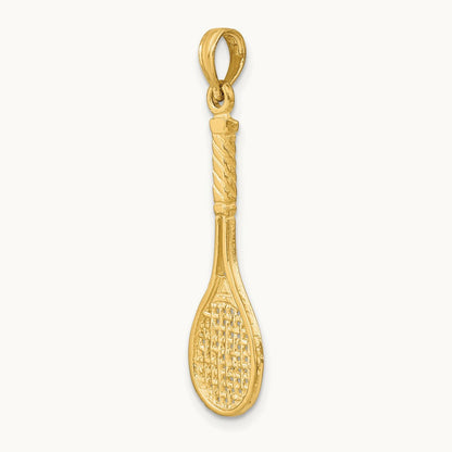 Solid Polished 3-D Tennis Racquet Charm — photo set