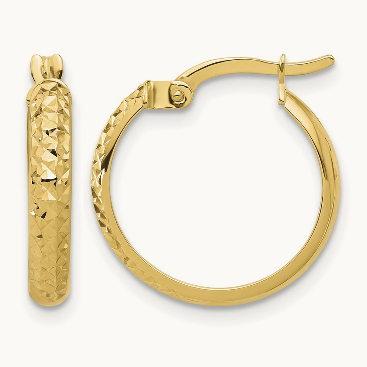 Polished and Diamond-cut Hoop Earrings — 19.6mm