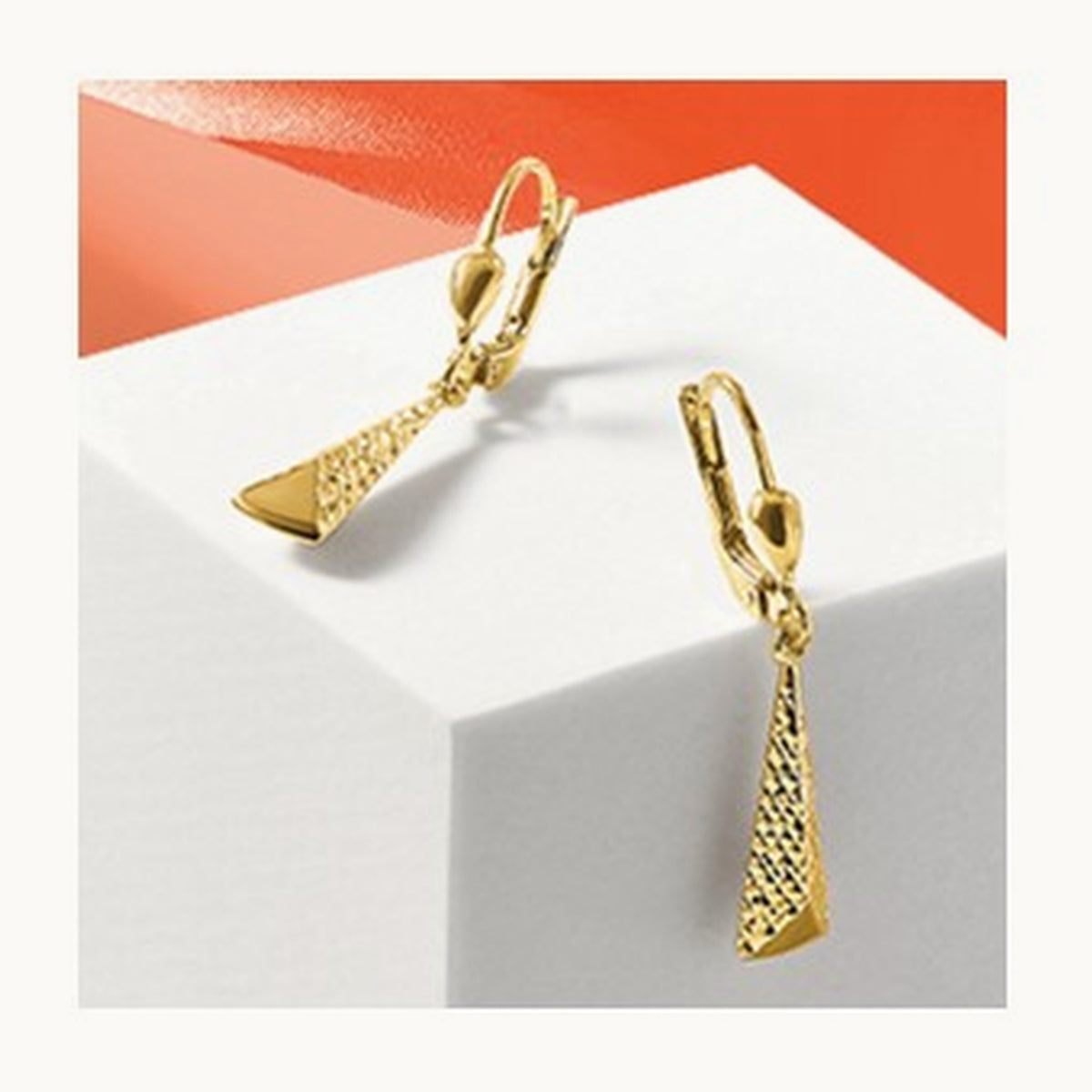 Polished/Diamond-cut Dangle Leverback Earrings — Leslie's in 14K Yellow Gold