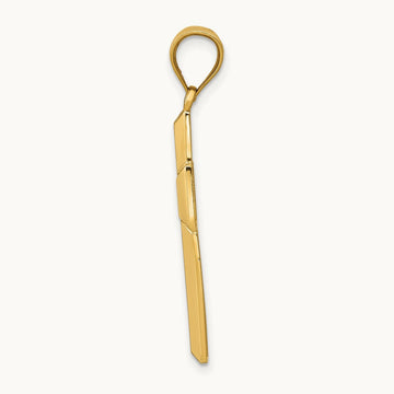 Polished / Textured Cross Pendant — 14K Yellow Gold