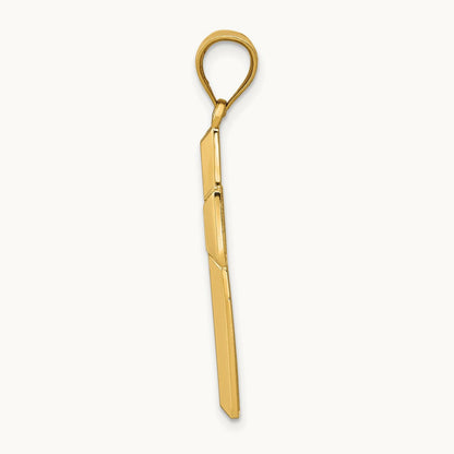 Polished / Textured Cross Pendant — 14K Yellow Gold