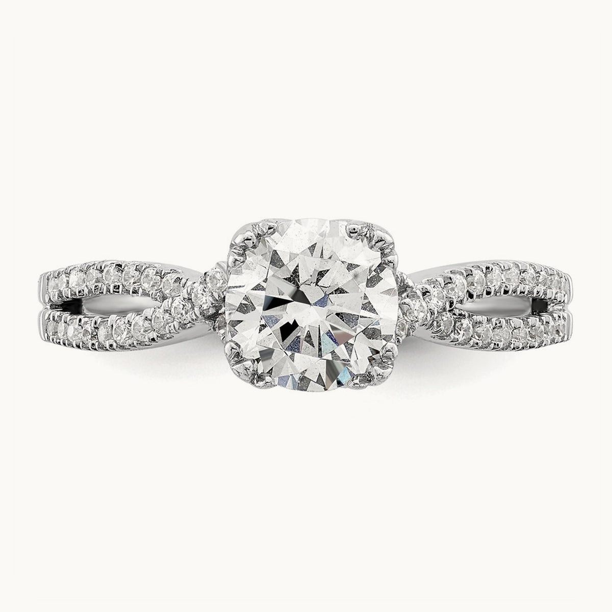 Criss-Cross 1ct Round Semi-Mount Eng Dia Ring, 14K White Gold
