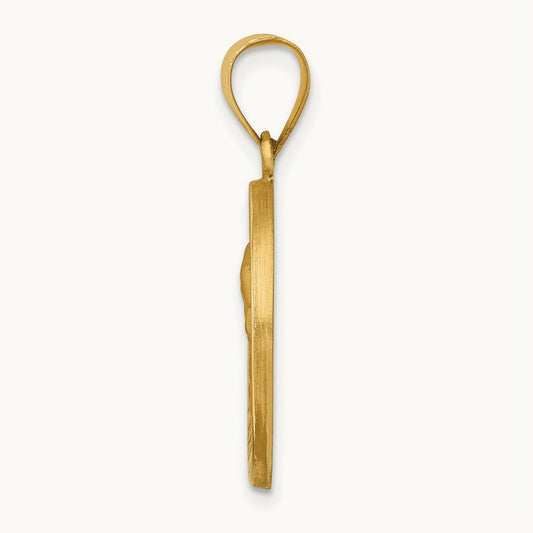 Polished and Satin Our Lady of Sorrows Medal Hollow Pendant, 14K