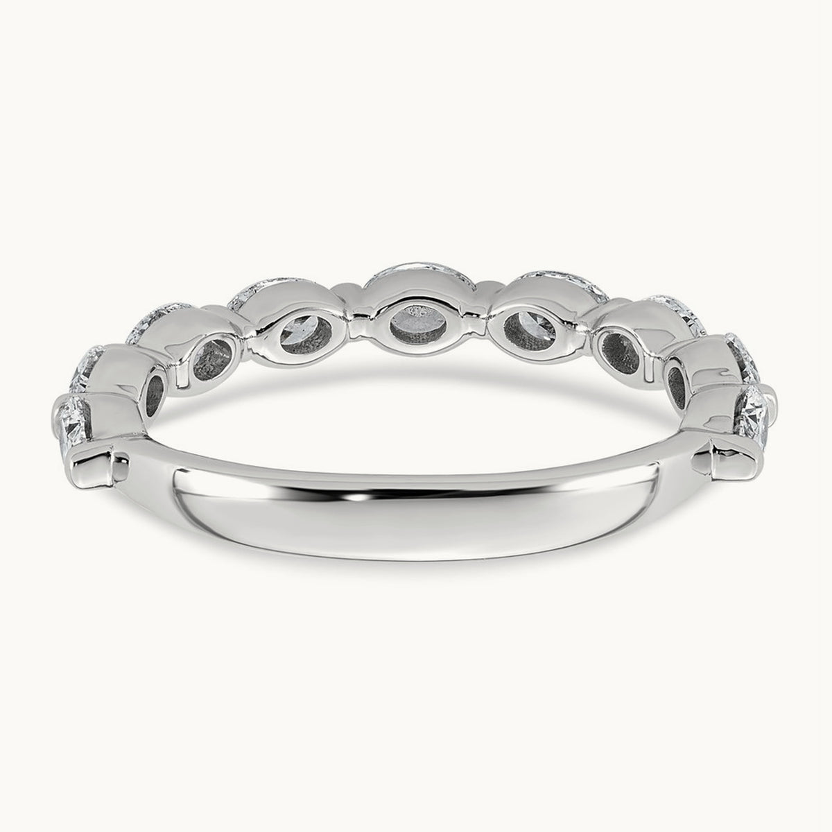 Oval Shape Stones Wedding Band, 1.25-1.75 ct tw Lab-Grown Diamond — 1 1/5 ct, 14K White Gold