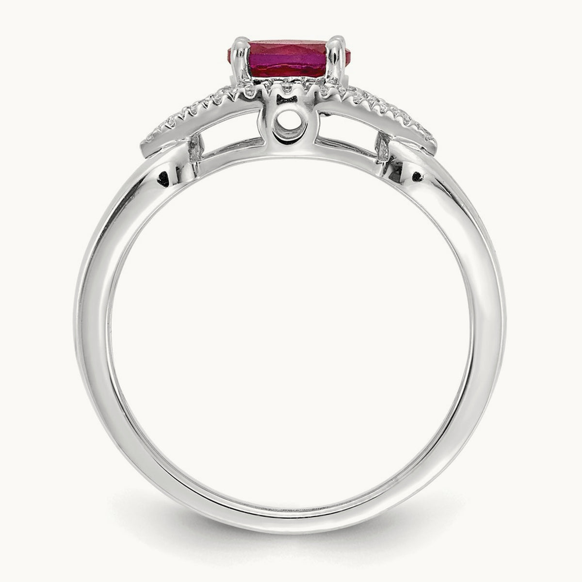 Diamond and Ruby Ring, 14K White Gold