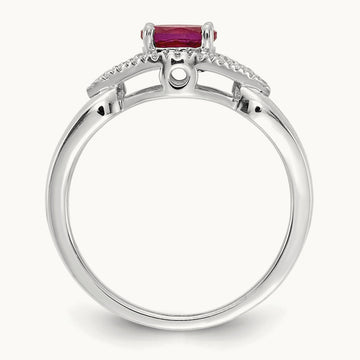 Diamond and Ruby Ring, 14K White Gold
