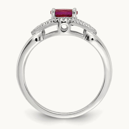 Diamond and Ruby Ring, 14K White Gold
