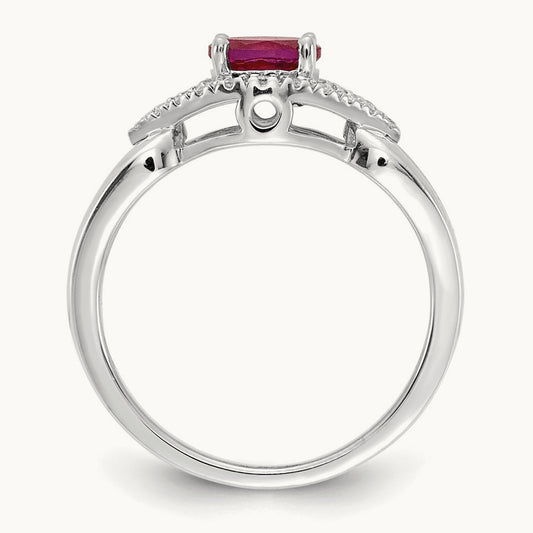 Diamond and Ruby Ring, 14K White Gold