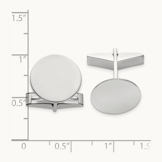 Men's Circular Cuff Links, 14K White Gold
