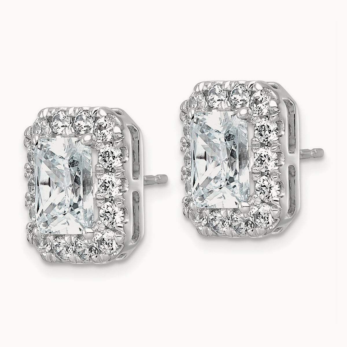 Radiant Halo Post Earrings, 0.50-8.50 ct tw Lab-Grown Diamond — 5 3/4 ct, 14K White Gold