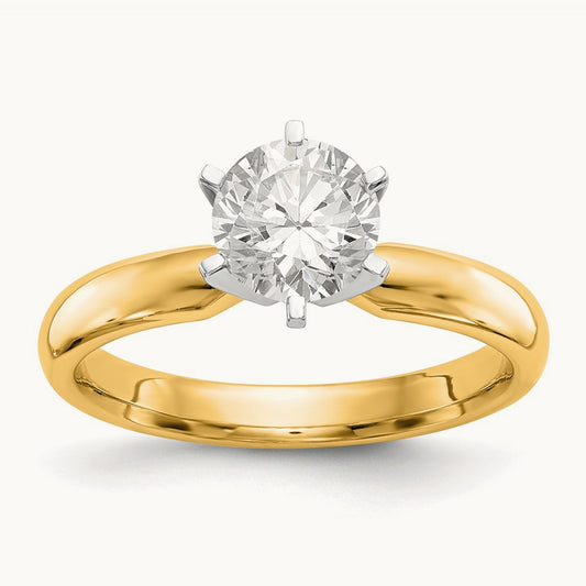 1/4ct. Medium-Wt Comfort-Fit 6-Prong Ring Mounting, 14K Two-tone