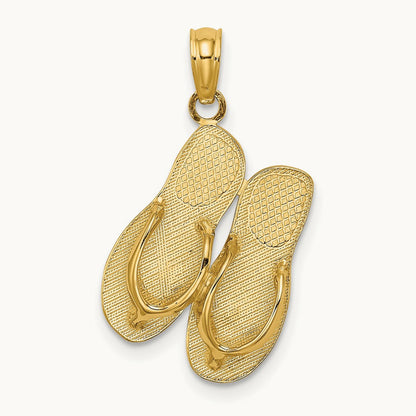 Polished Large MARCO ISLAND Double Flip-Flop Charm, 14K