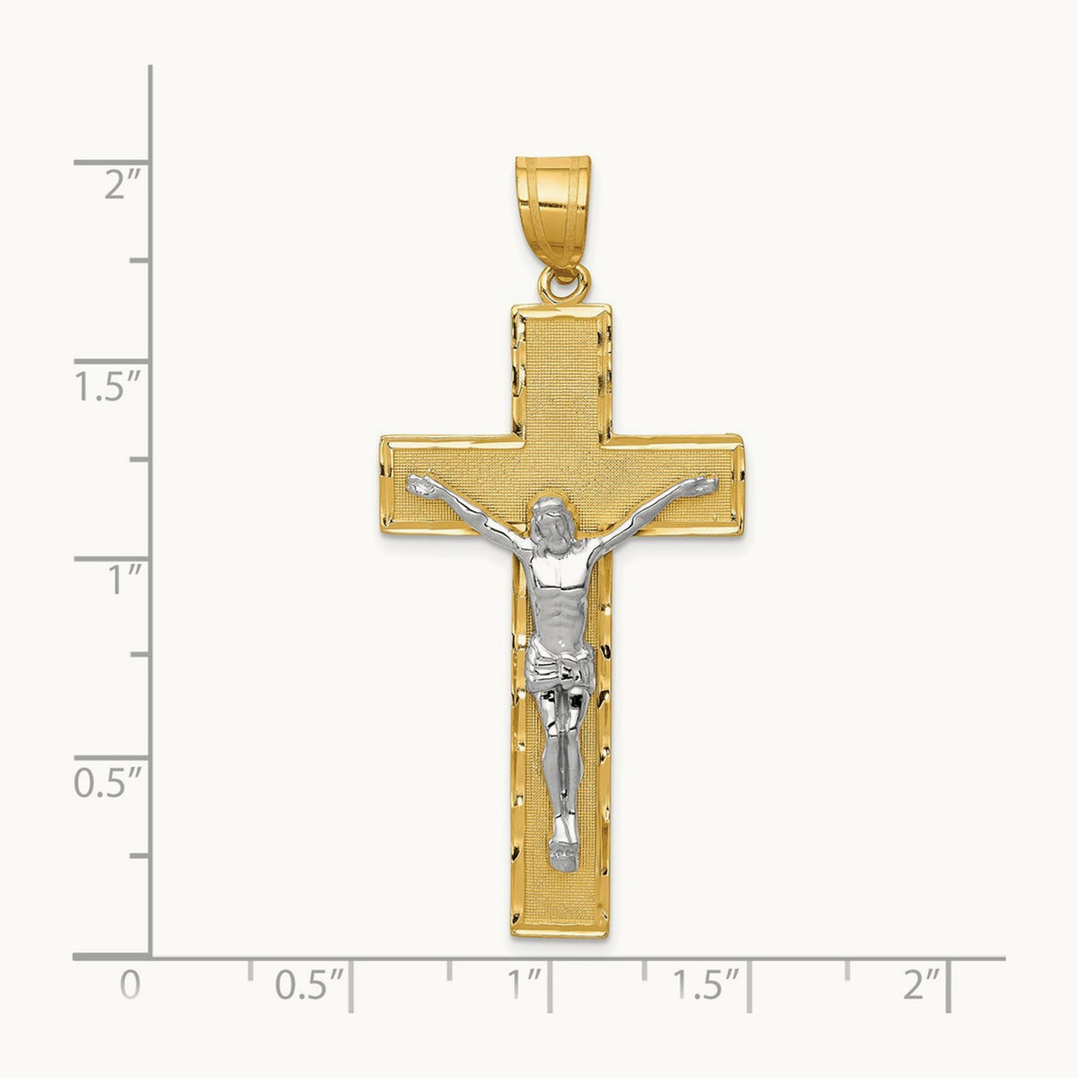 Diamond-cut Crucifix Pendant, 14K Two-tone