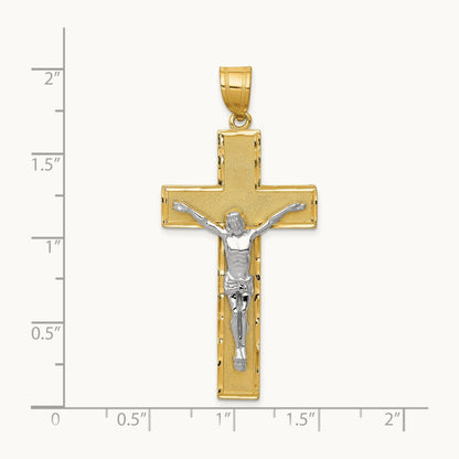 Diamond-cut Crucifix Pendant, 14K Two-tone