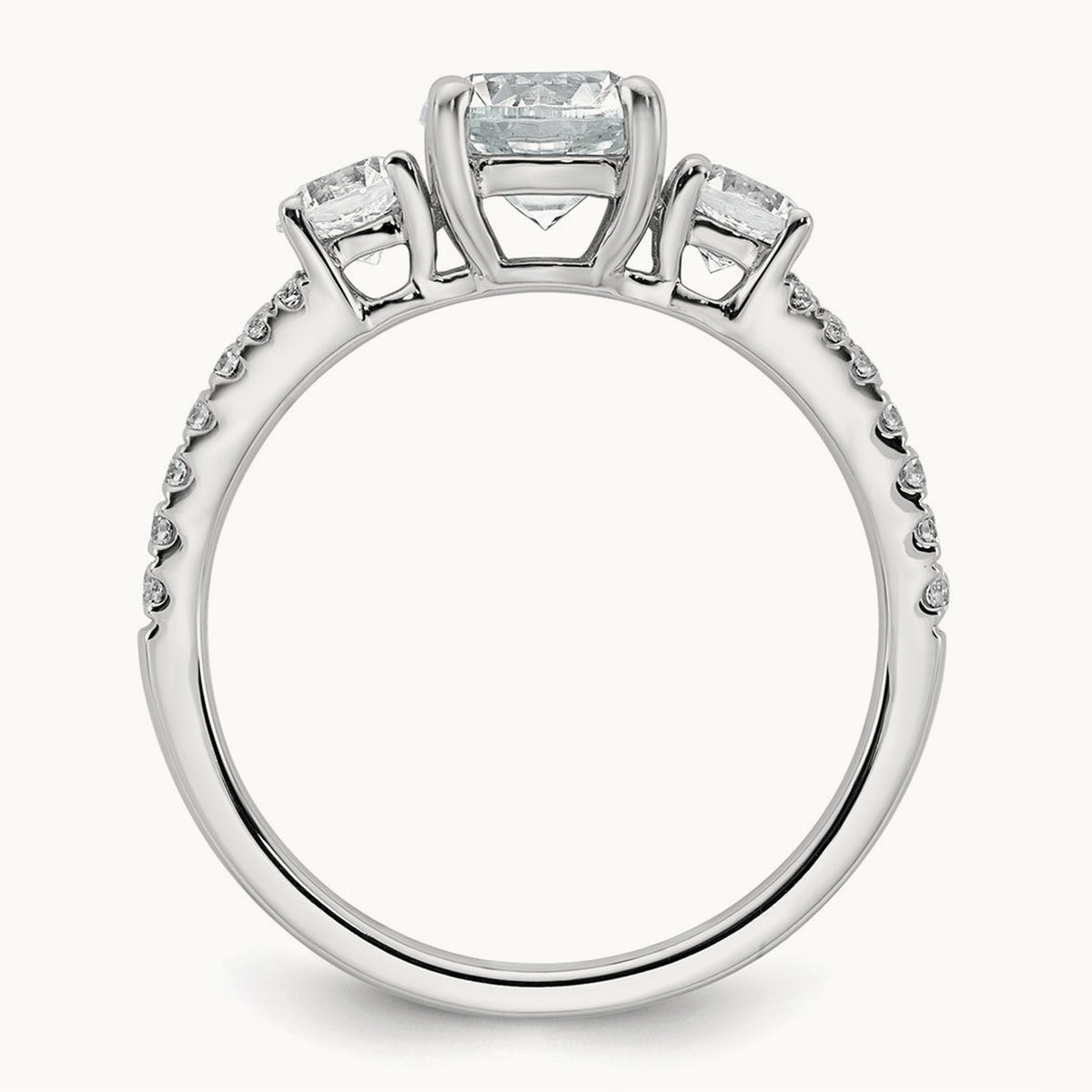 Round Semi-Mount 3 Stone Engagement Ring, 0.50 ct tw Lab-Grown Diamond — 14K White Gold