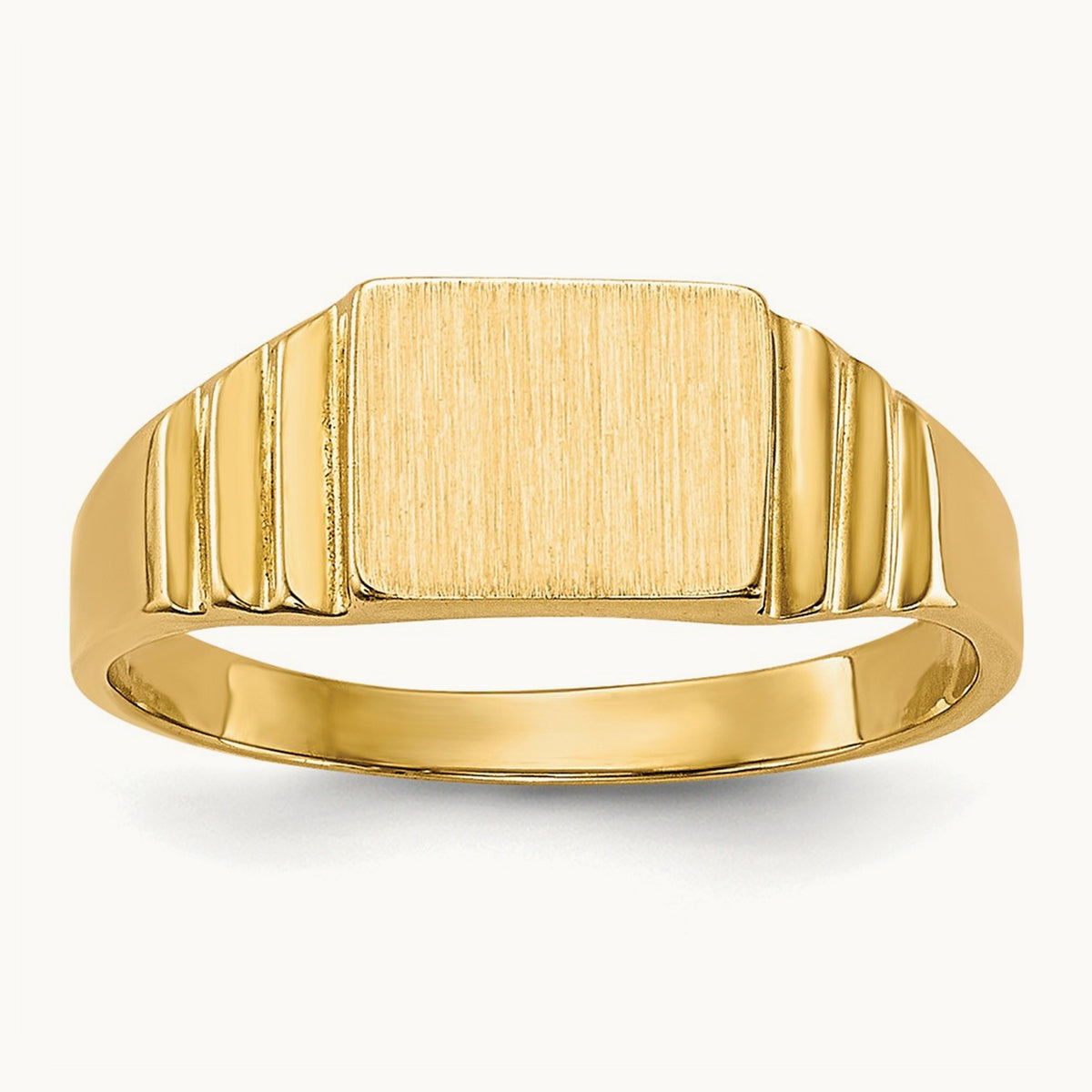 Rectangular Satin Baby Signet Ring, 14K