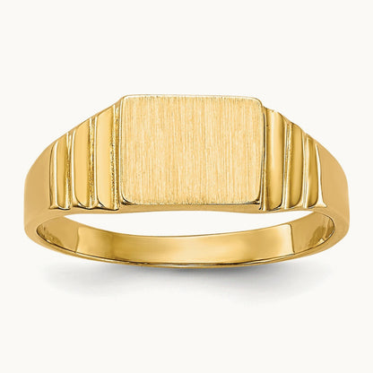 Rectangular Satin Baby Signet Ring, 14K