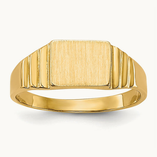 Rectangular Satin Baby Signet Ring, 14K