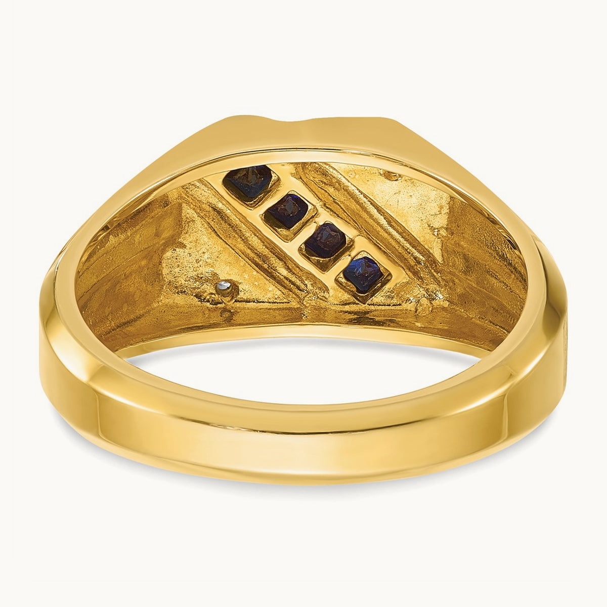 IBGoodman Men's Cr.Sapphire and Diamond Satin Complete Ring, 14K