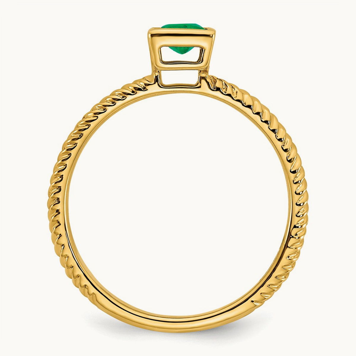 Square Bezel Emerald Ring, 14K