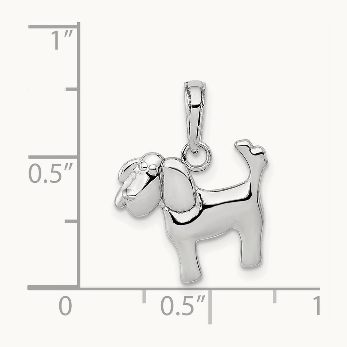 Polished Dog Charm — 14K White Gold
