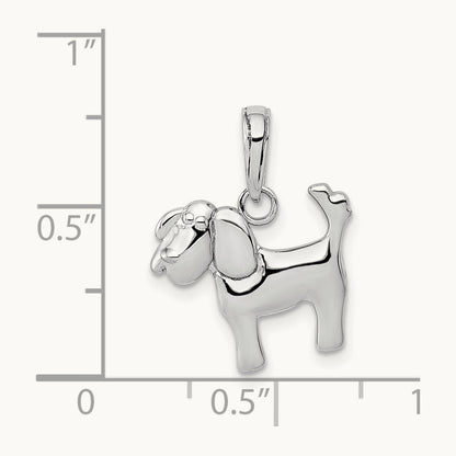 Polished Dog Charm — 14K White Gold