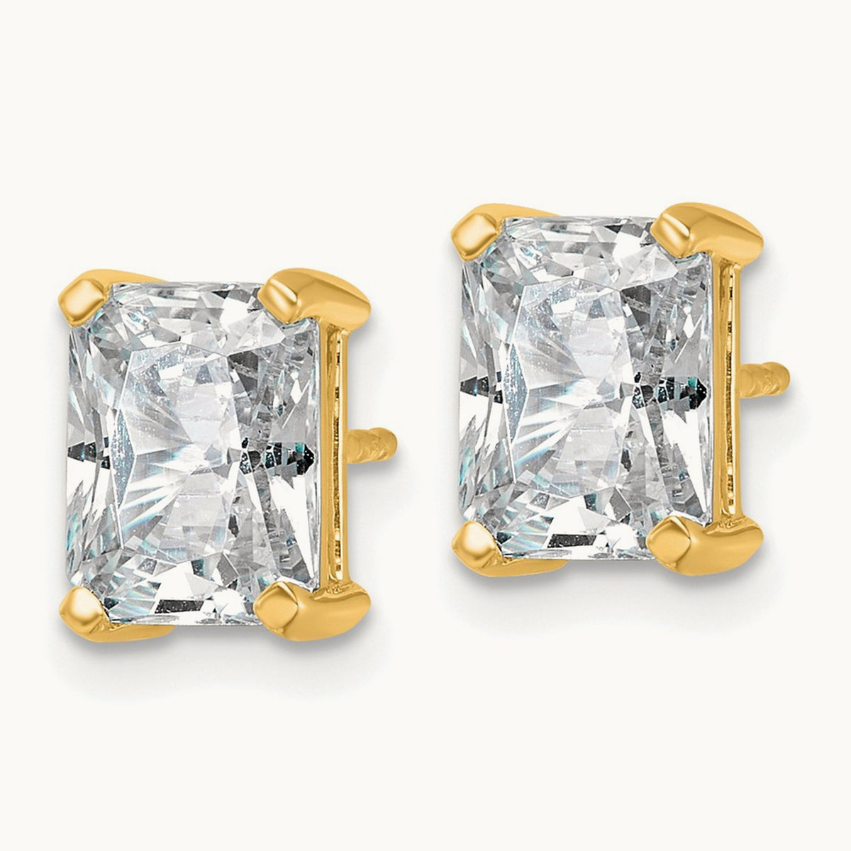 Radiant Four-Prong Stud Earrings, 0.50-6.00 ct tw Lab-Grown Diamond — 4 ct, 14K Yellow Gold