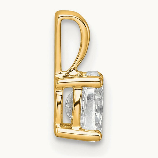 Oval Four-Prong Pendant, 1/2-5 ct Lab-Grown Diamond — 14K Yellow Gold