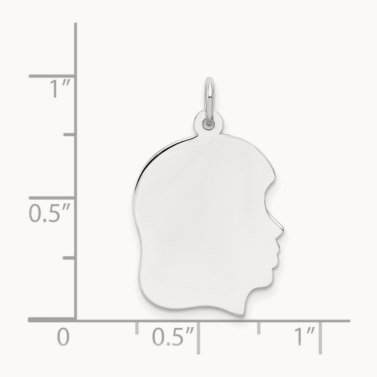 Plain Medium.027 Depth Facing Right Engravable Girl Charm — 27mm